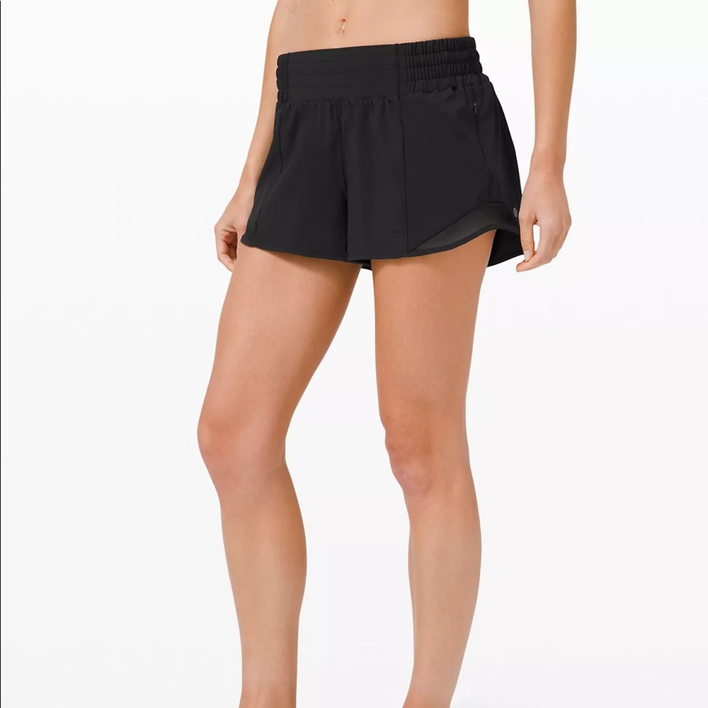 Hotty Hot High-Rise Lined Short - black color with mesh, Lined shorts, Lululemon